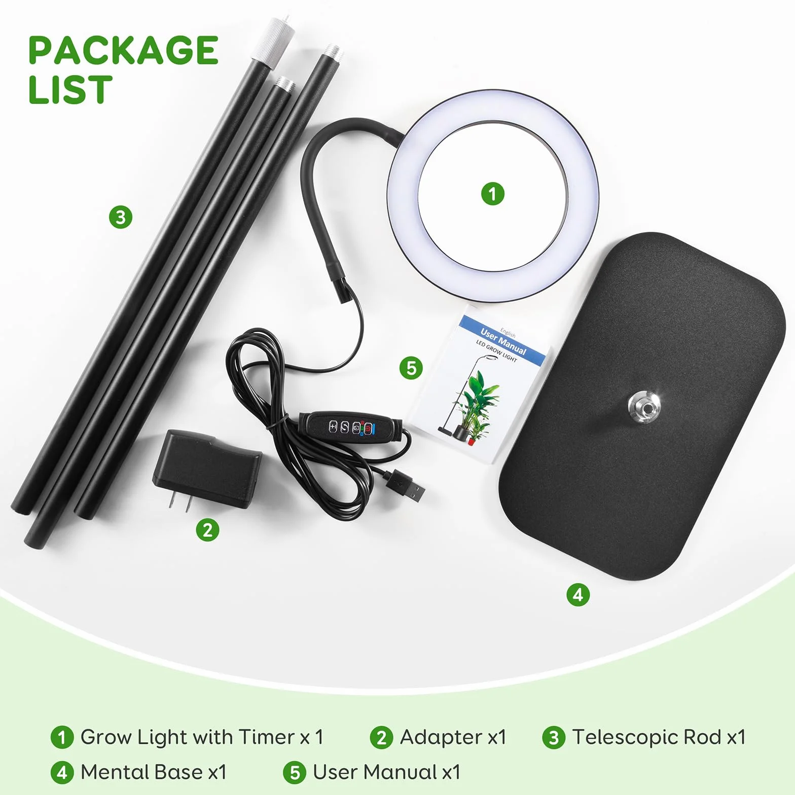 COKOLILA Lampe de Croissance avec Bras Ajustables 360°, Minuterie 3/9/12H, 10 Niveaux de Diminution, 3 Modes d'Éclairage pour Plantes d'Intérieur