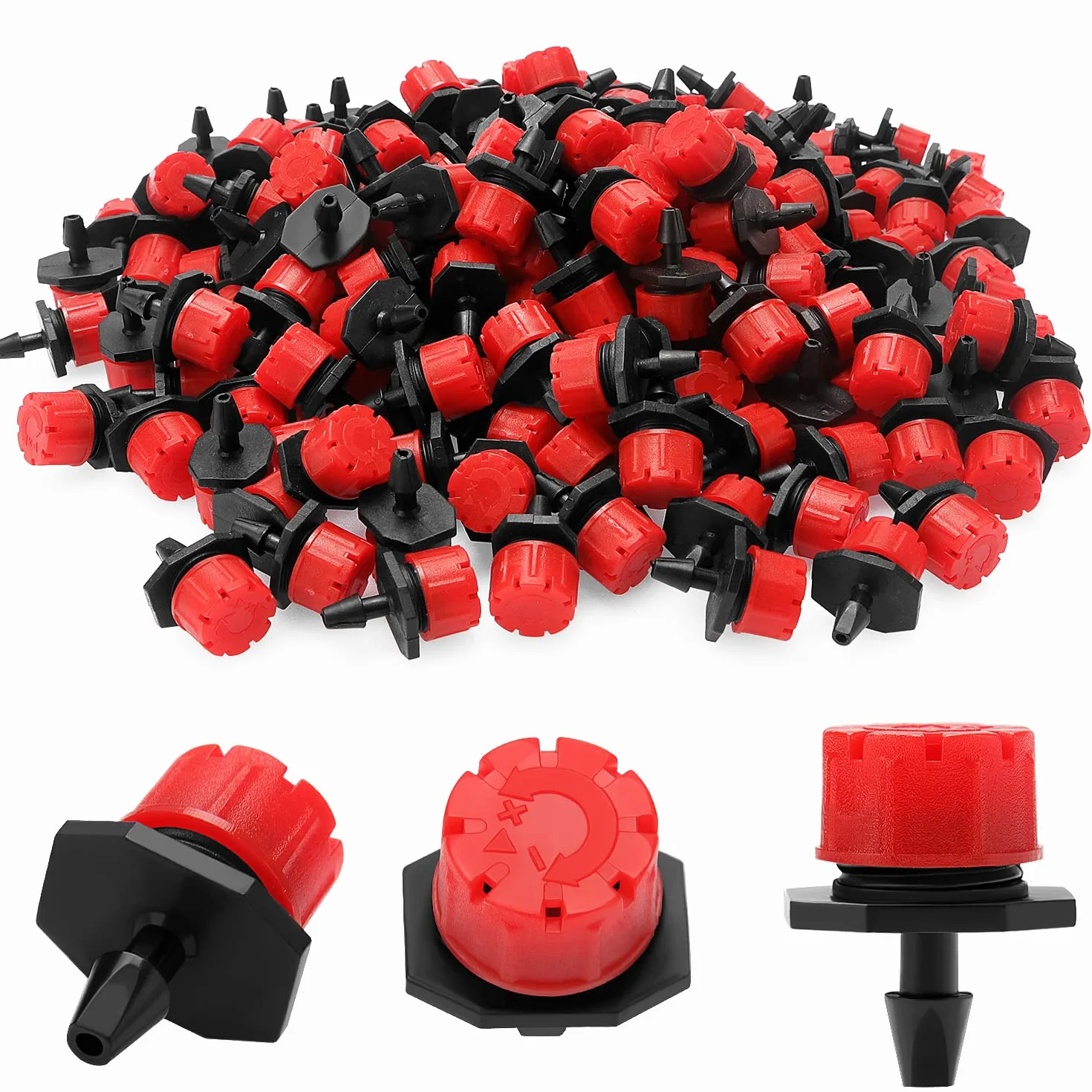 VooGenzek Goutteur Irrigation Réglable 200 Pièces Micro Dripper Plastique pour Parterres de Fleurs Jardin Pelouse Rouge