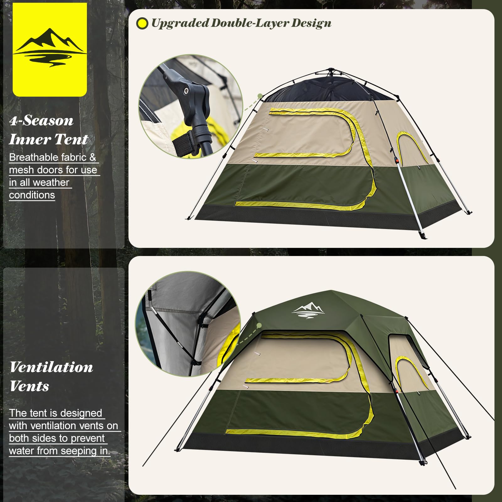 4-Person Instant Setup Waterproof Camping Tent