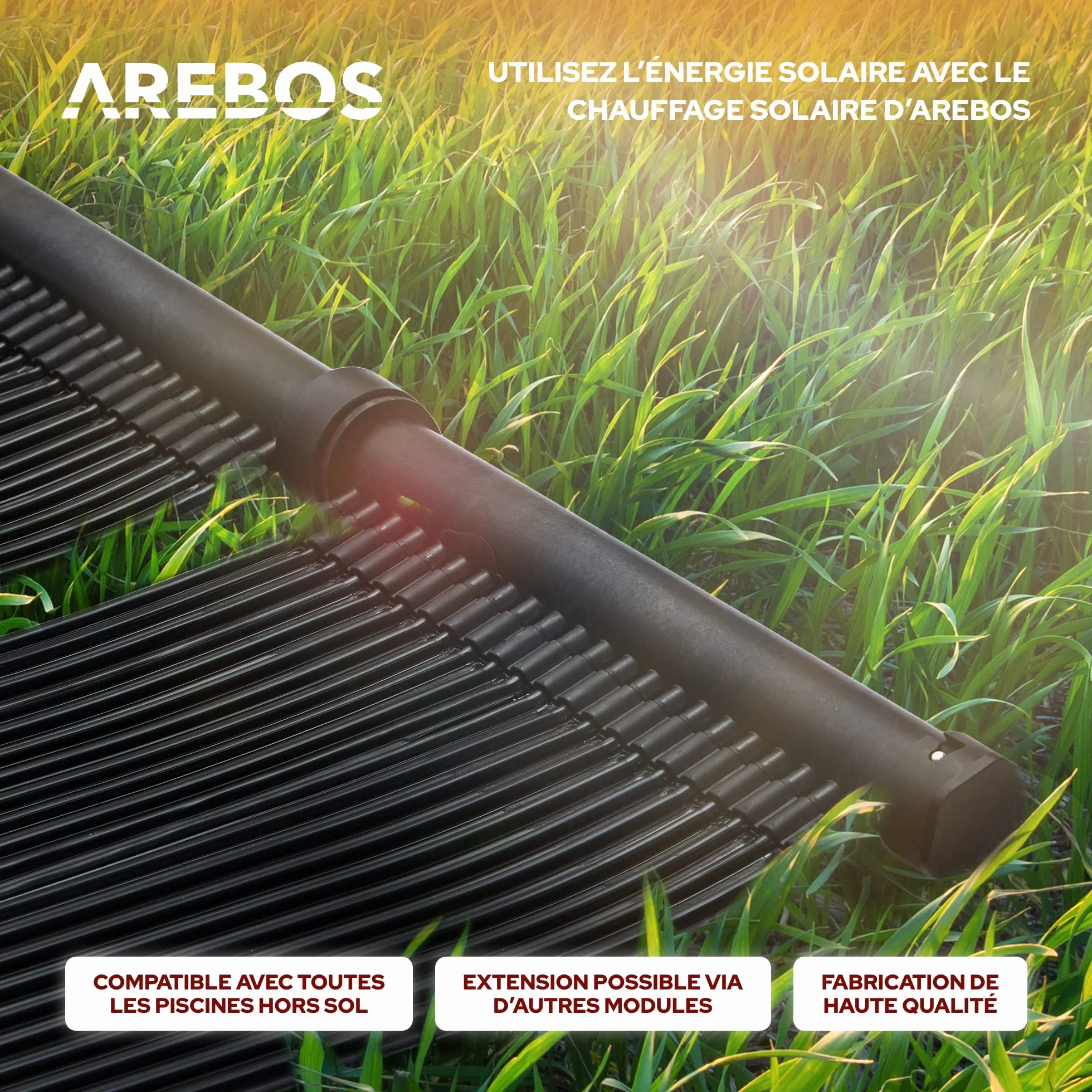 AREBOS Chauffe-Eau Solaire 300 x 66cm Capteur Solaire Plastique résistant aux UV