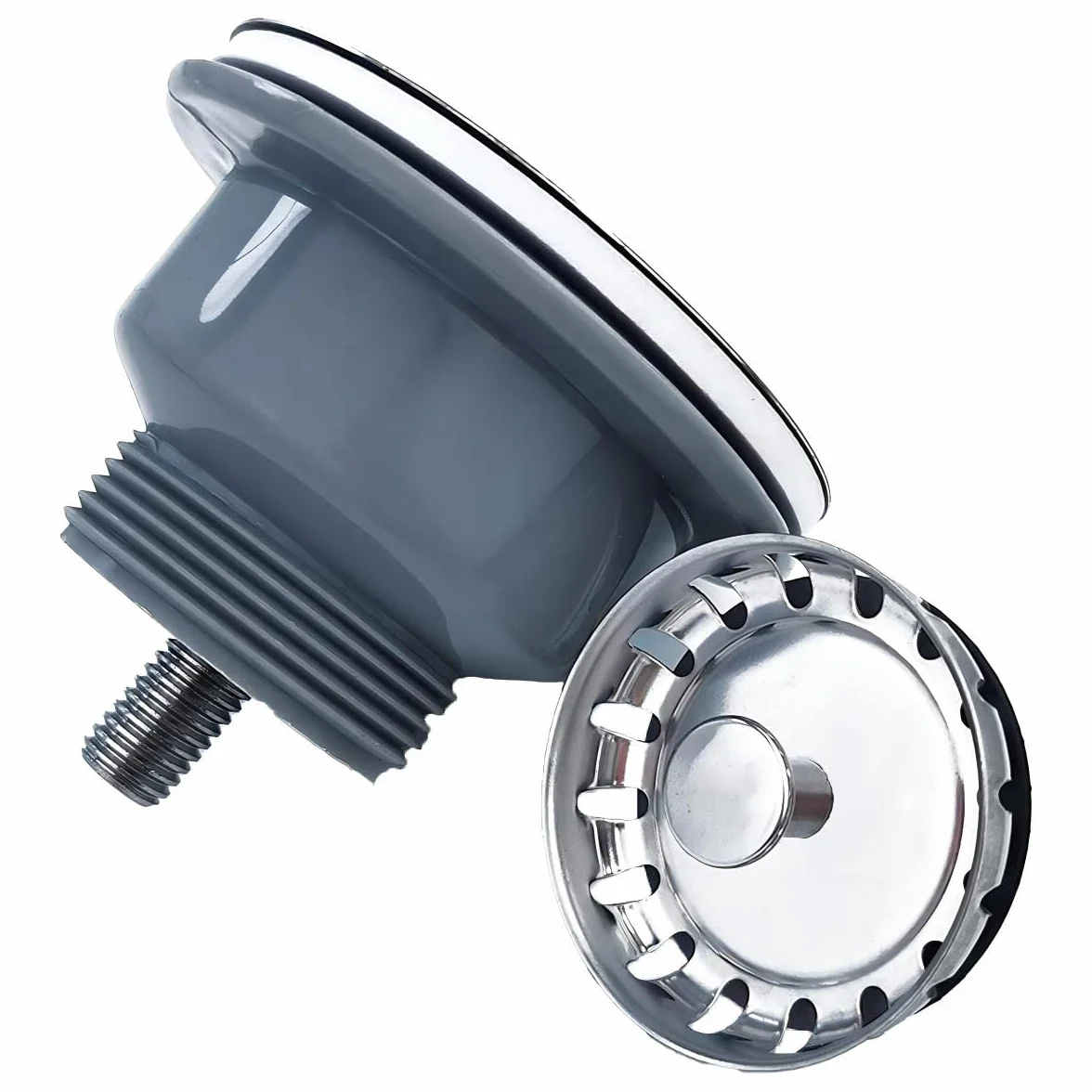 Qrity Bonde d'évier sans trop Plein Panier INOX ø 84 mm 1½", Acier Inoxydable + ABS, Bonde + Panier
