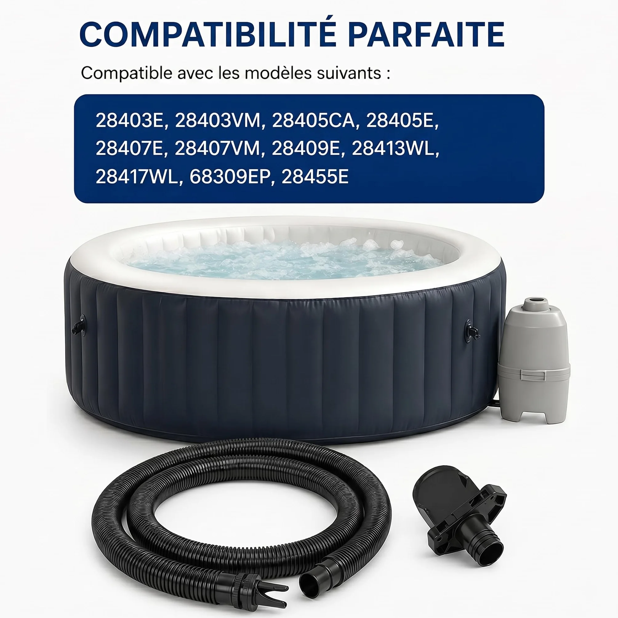 Kit d'adaptateur de tuyau de gonflage Intex PURESPA 11830 12773 pour housse de spa