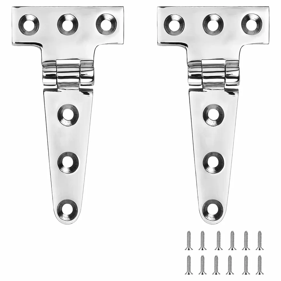 Charnières en T de qualité marine, 4 x 2, charnières de bateau, silencieuses, en acier inoxydable 316 résistant, avec vis (2 pièces)