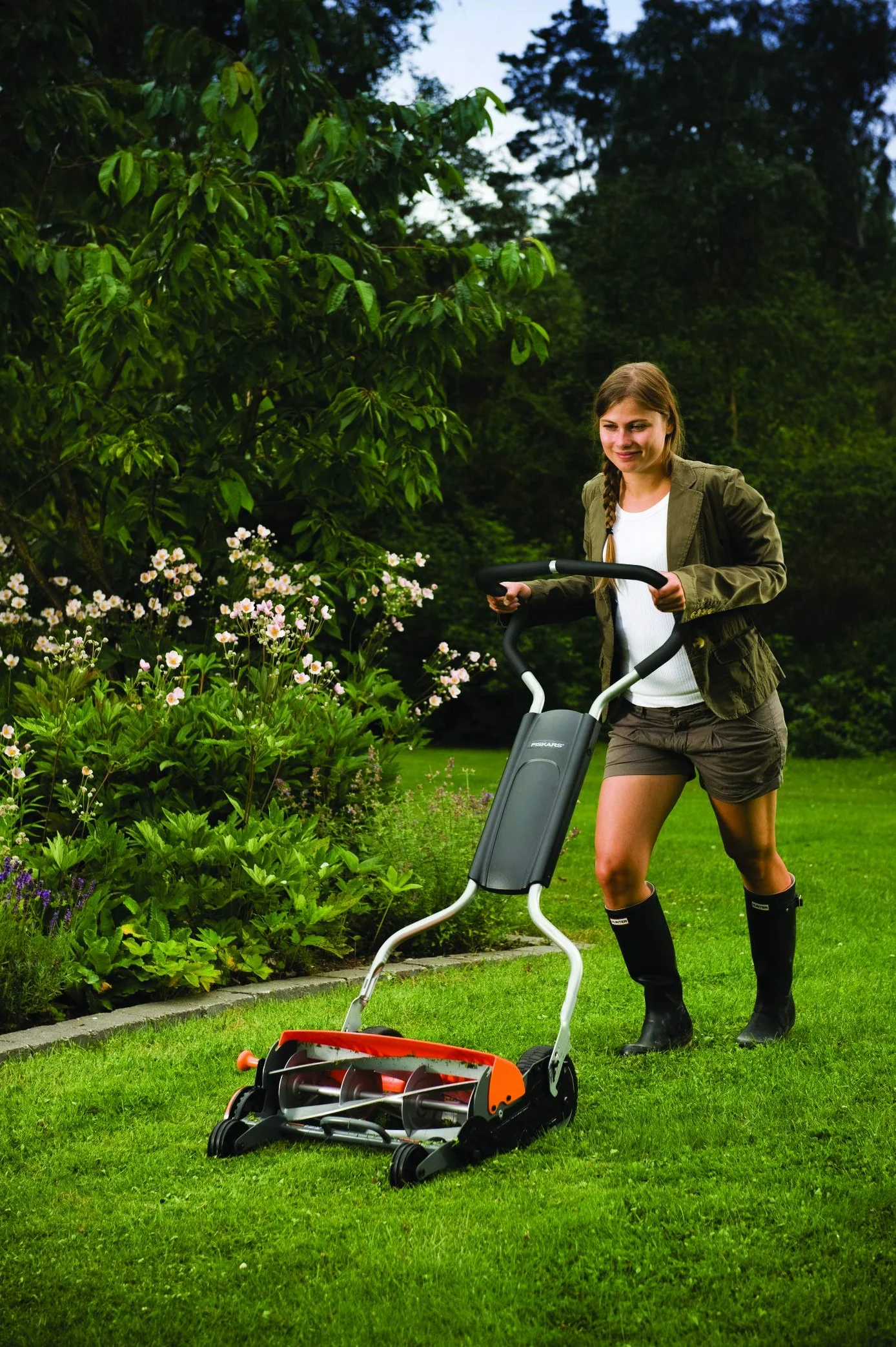 Fiskars Tondeuse à gazon manuelle StaySharp Max 46 cm Noir Orange Argenté