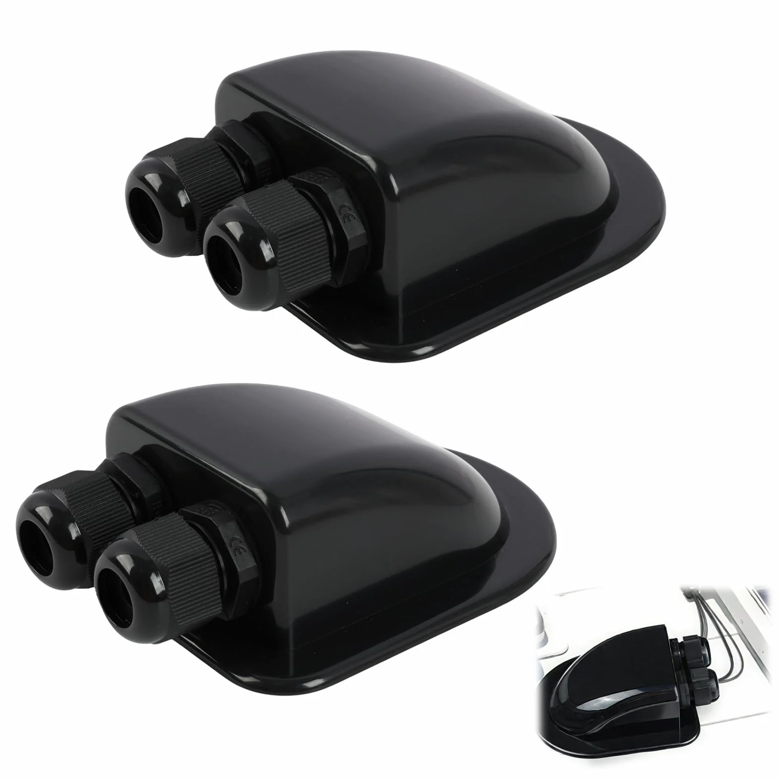 2PCS Boîtier d'entrée de Câble Double, Passe Toit IP68 Étanche en ABS pour Installation de Câbles Solaires, Résistant aux Intempéries pour Caravane, Bateau et Applications Photovoltaïques