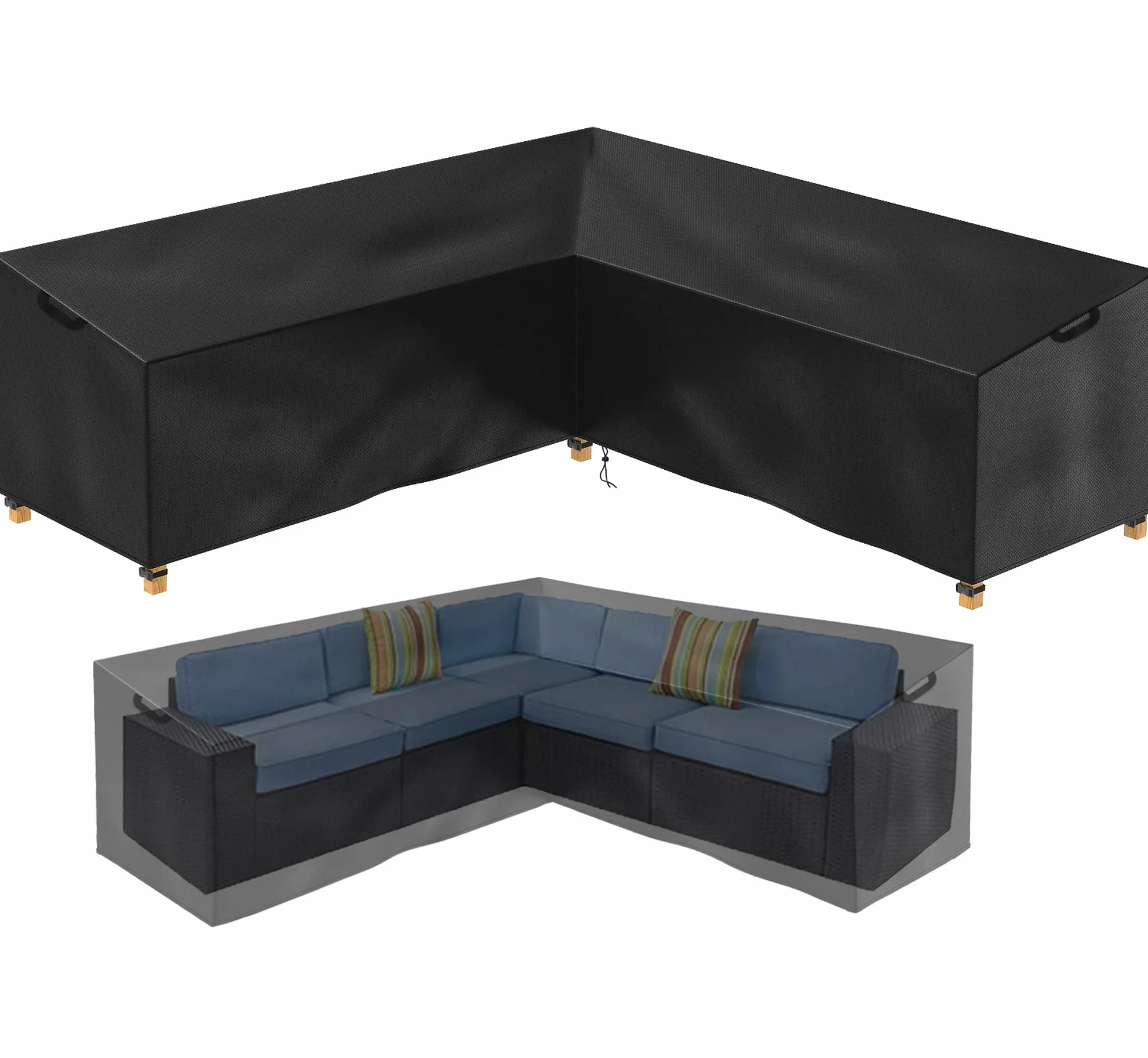 Housse de Jardin en V Imperméable Tissu Oxford 600D PVC 254 x 254 x 80 cm Protection Canapé Extérieur
