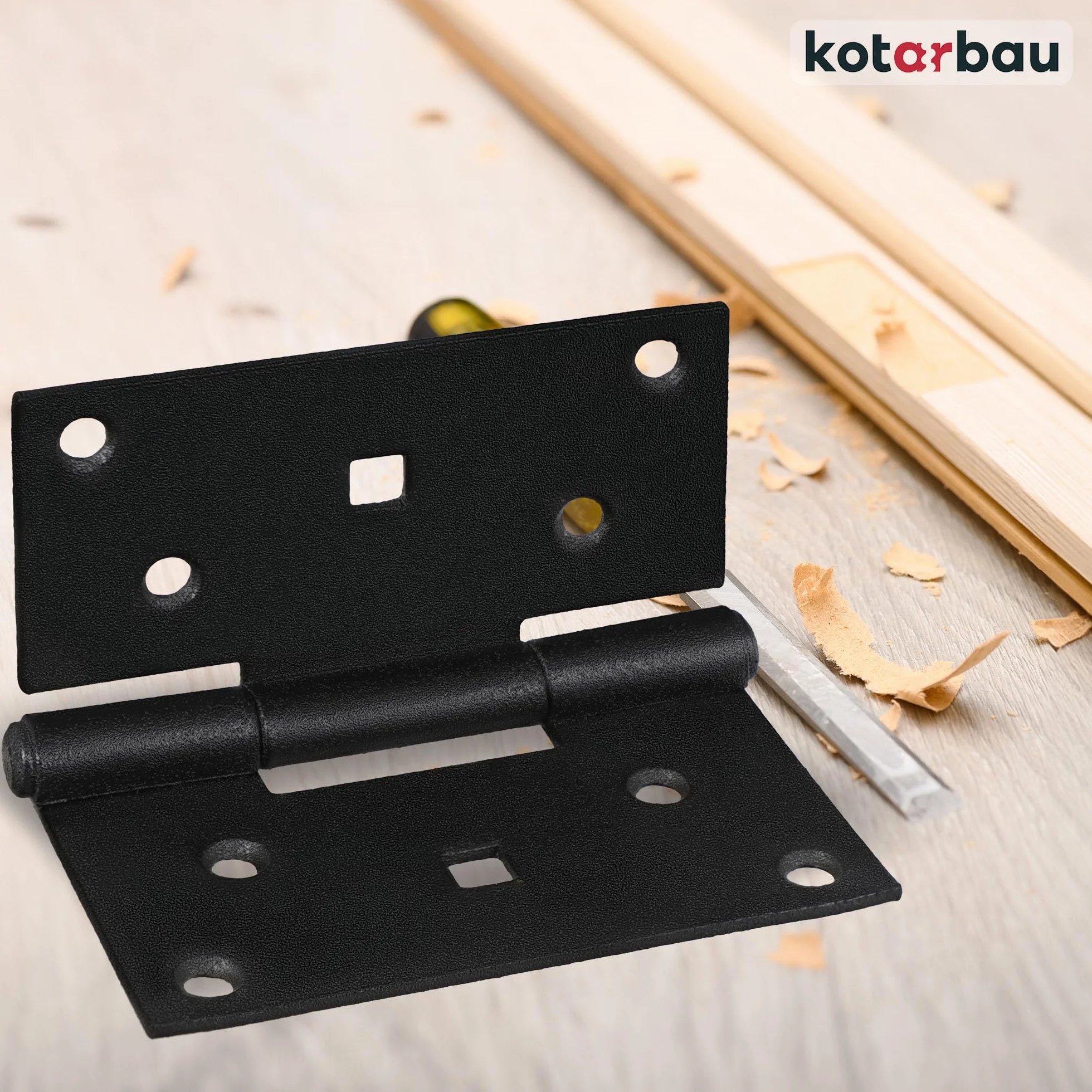 KOTARBAU® 2 x Charnière INOX à congé Chantier 90x95mm en Acier Noir Peint par pulvérisation| Charniere Porte Lourde |Charniere INOX |Charnières de Portes |Charniere Plate |Charnieres |Charnière Porte