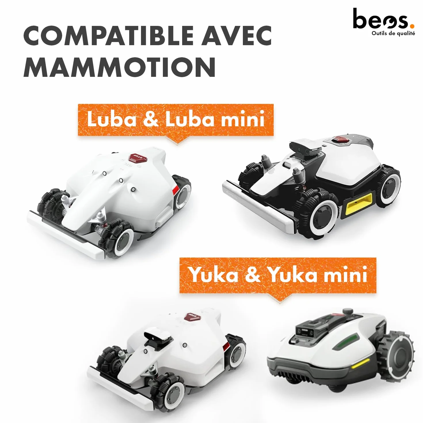 BEOS 36 Lames de Rechange Premium Titan avec Vis Sécurité Compatibles Mammotion LUBA LUBA 2 YUKA