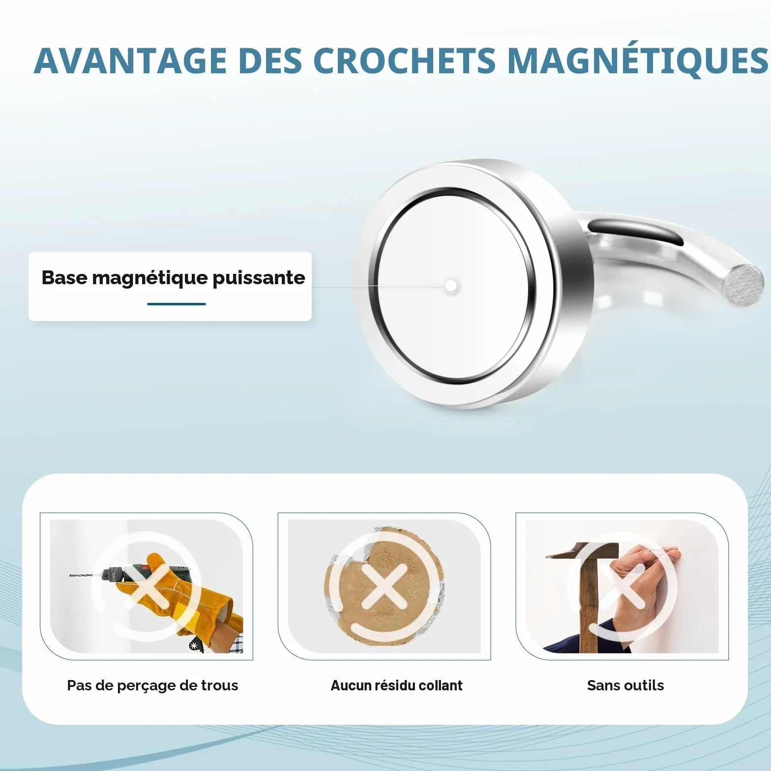 Neosmuk – Lot de 10 crochets magnétiques extra puissants 10 kg avec crochet pour réfrigérateur, crochet robuste pour plafond, petit crochet magnétique pour camionnette, mur (blanc)