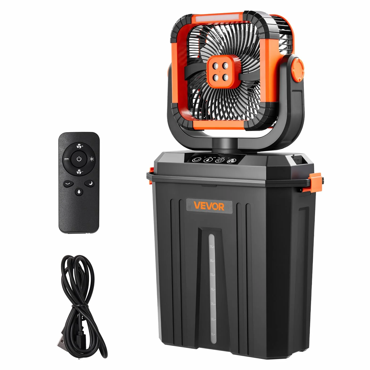 VEVOR Ventilateur Brumisateur sur Pied 2400 tr/min 12 L 4 Vitesses 3 Modes Éclairage Batterie 20000 mAh