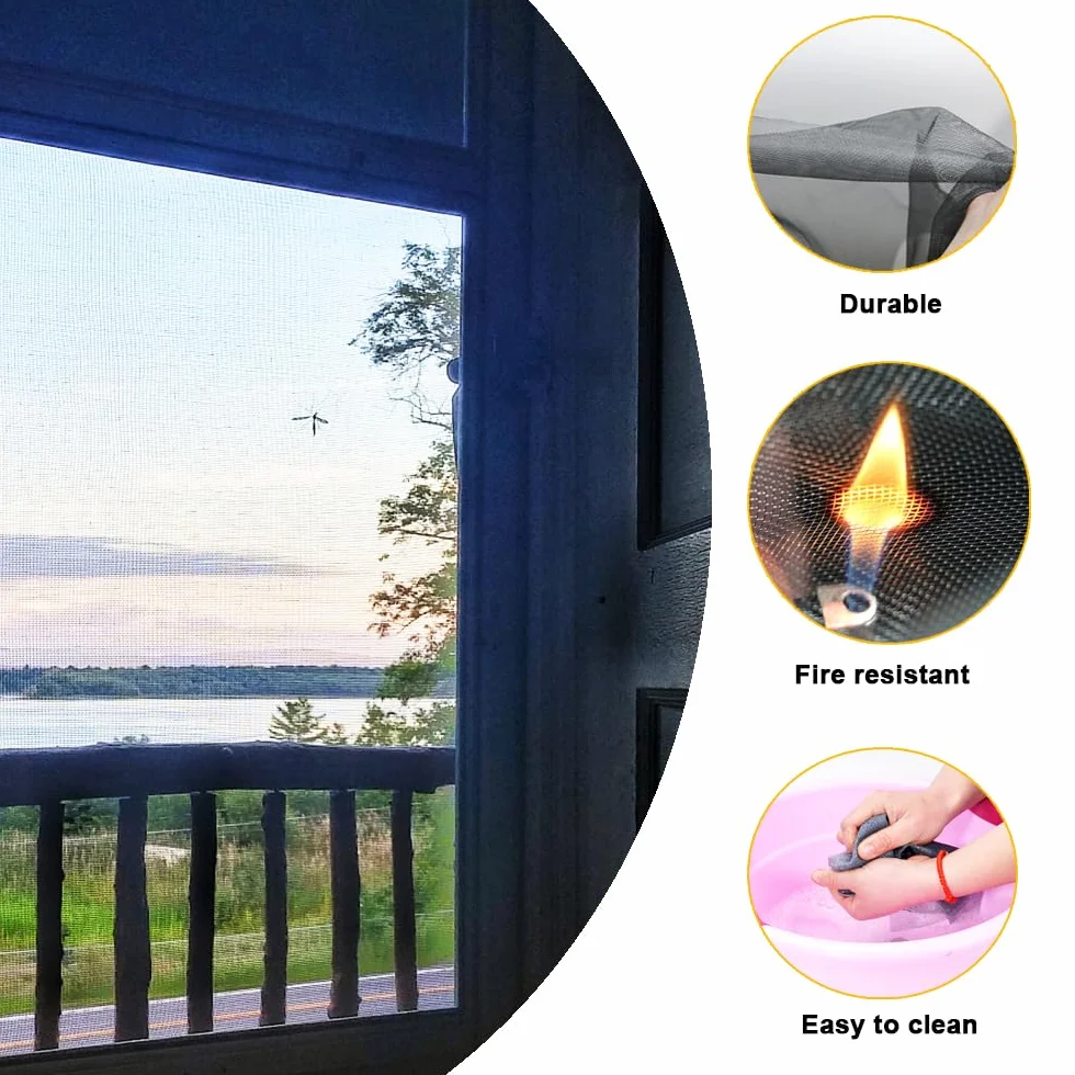 Moustiquaire Fenêtre 250cm x120cm,Moustiquaire,Rouleau Moustiquaire,Découpable Aux Dimensions Souhaitées Anti-Insectes Pour Porte Fenêtre Baie Vitrée-Gris