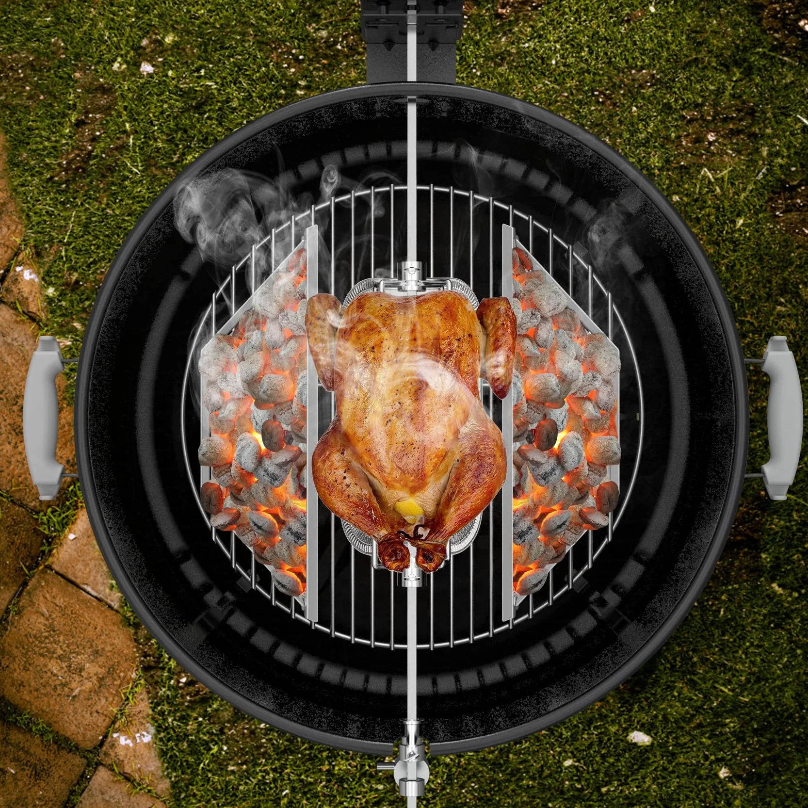 Onlyfire Panier à Charbon Acier Inoxydable pour Weber Kettle 57 cm, 2 Pièces