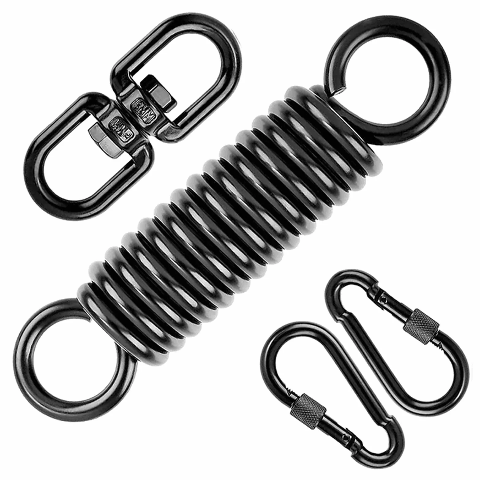 Ressort oscillant pour fauteuil suspendu 250 kg avec mousquetons et crochet pivotant 360°