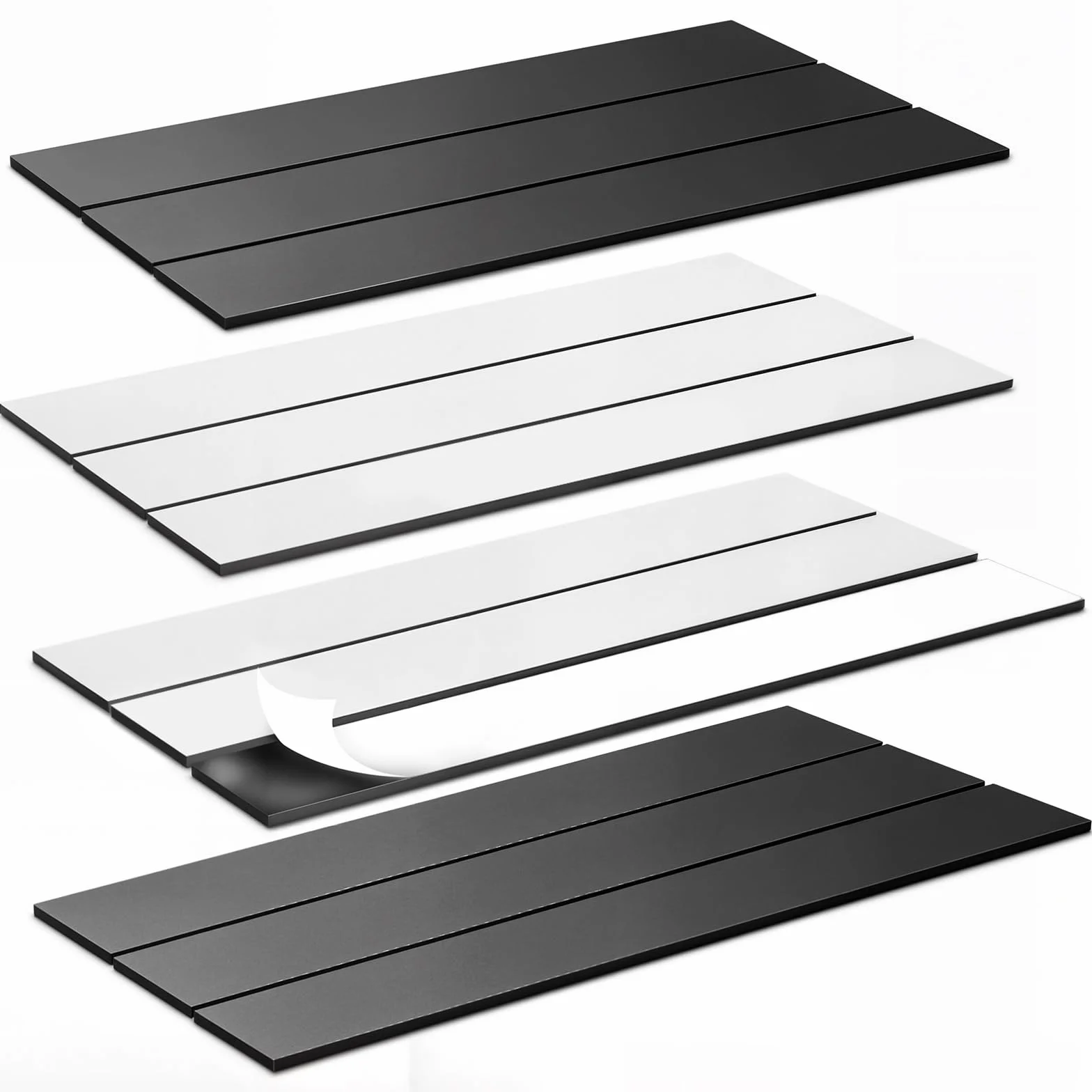 Bande Magnetique Adhesive,12 Pièces 15cm x 25mm x 2mm Aimant Ruban Autocollant Adhésifs pour Cuisines Garages Studios Bureaux