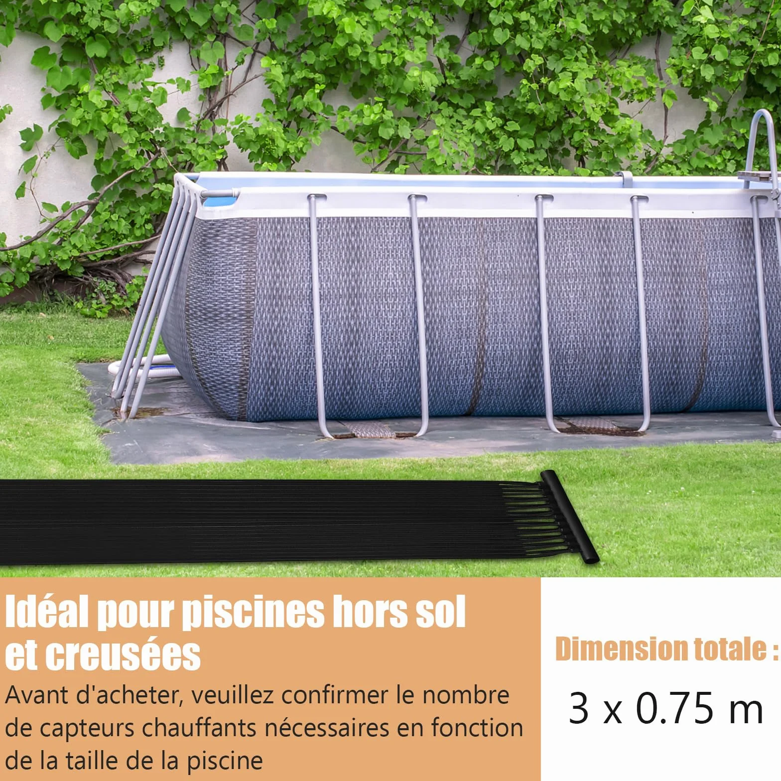 COSTWAY Chauffage Solaire pour Piscines 2 Panneaux 300x75 cm