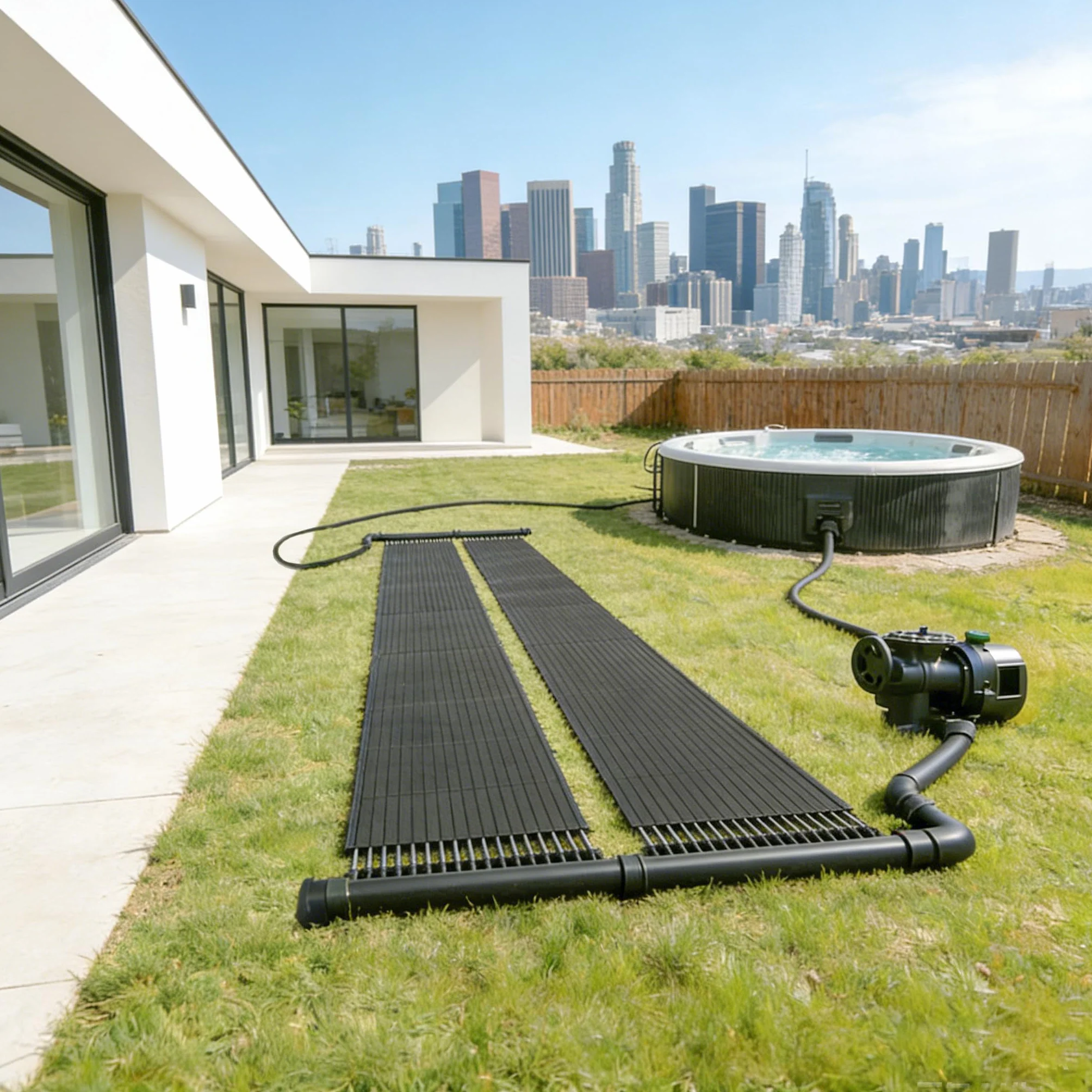 Ensemble de chauffage solaire pour piscine 500x140 cm, absorbeur solaire modulaire avec colliers et raccords