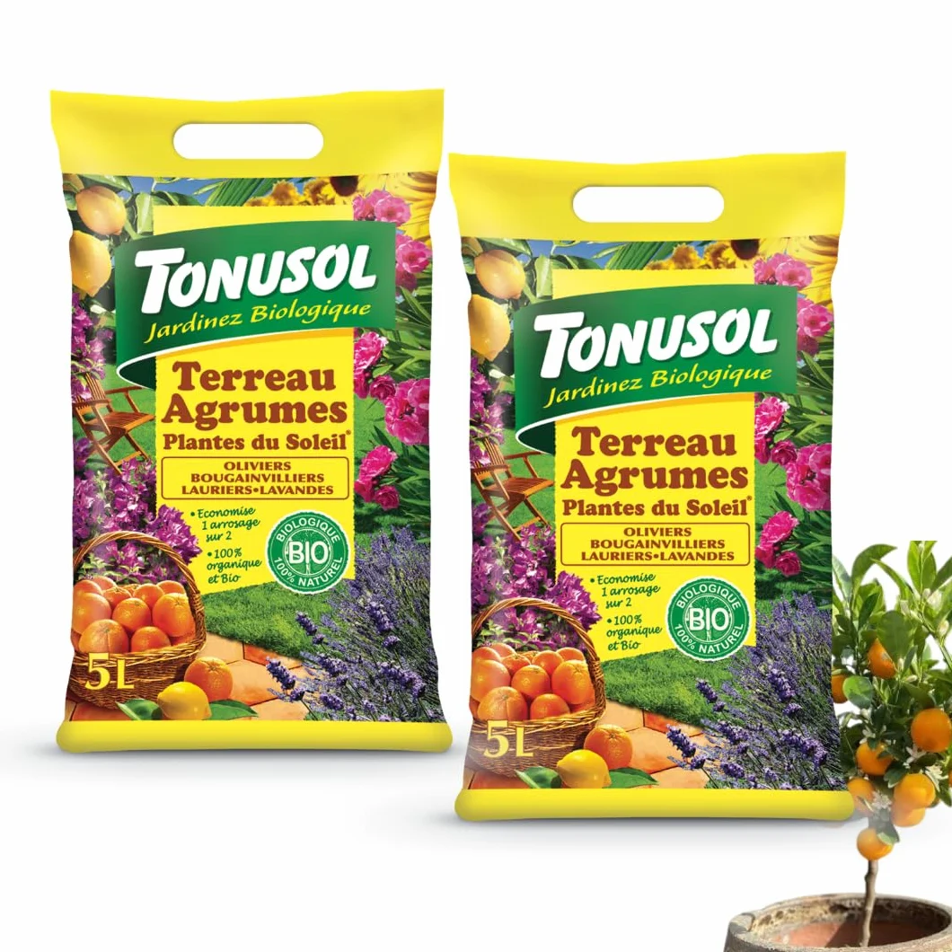 TONUSOL Terreau Agrumes Plantes Méditerranéennes 5L Bio Agriculture Biologique Fabriqué France