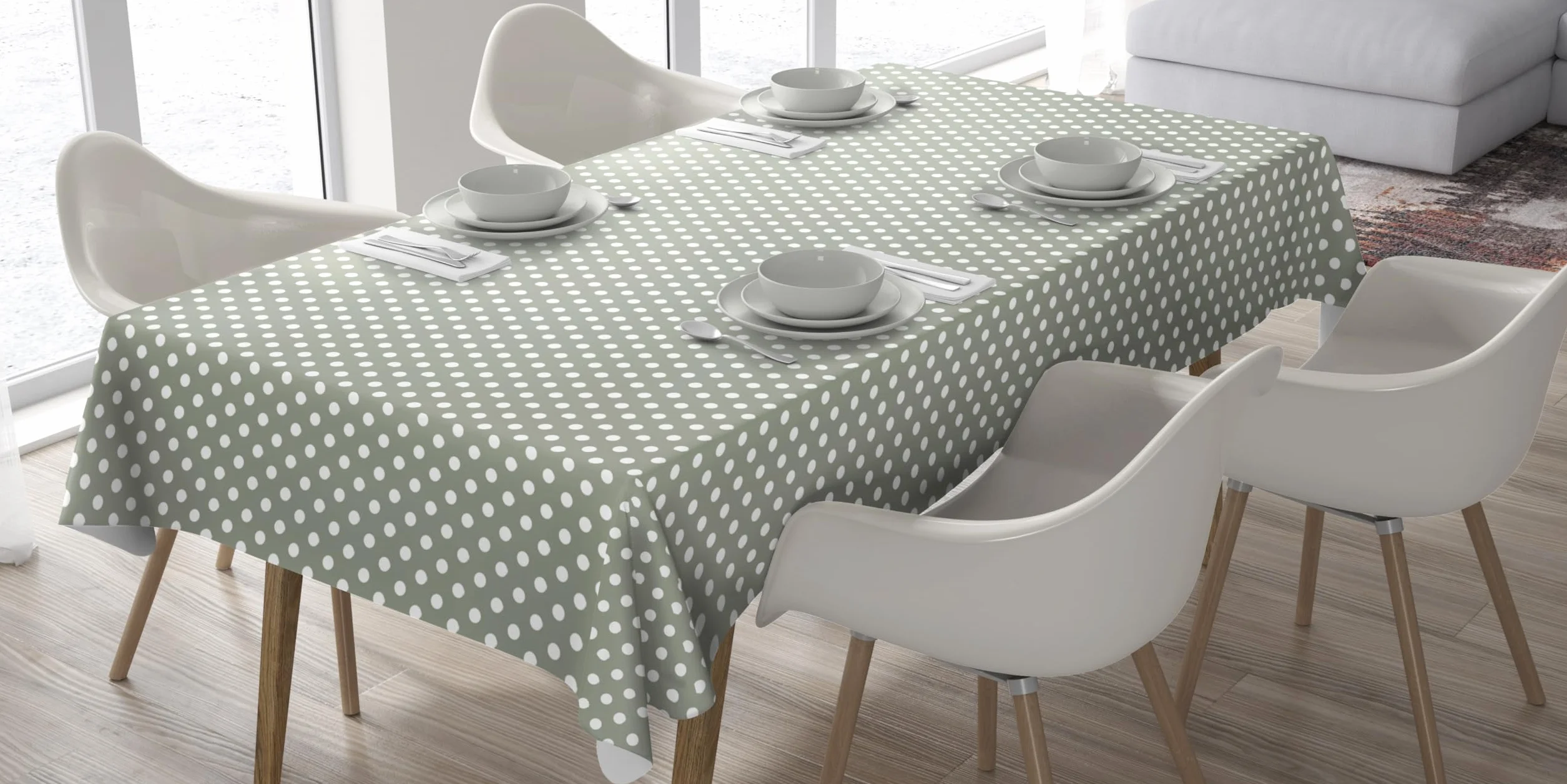 Nappe en Toile cirée PVC Facile à Nettoyer Protection Table à Pois 100 x 140 cm Vert Sauge