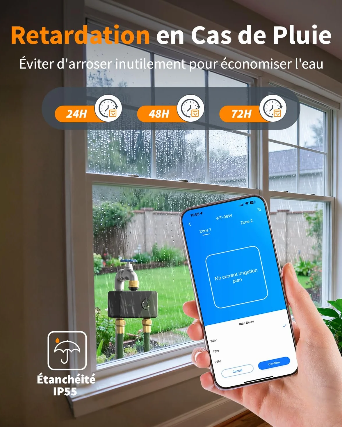 Diivoo Programmateur Arrosage WiFi 2 Zones Laiton Compatible Alexa Jardin Pelouse