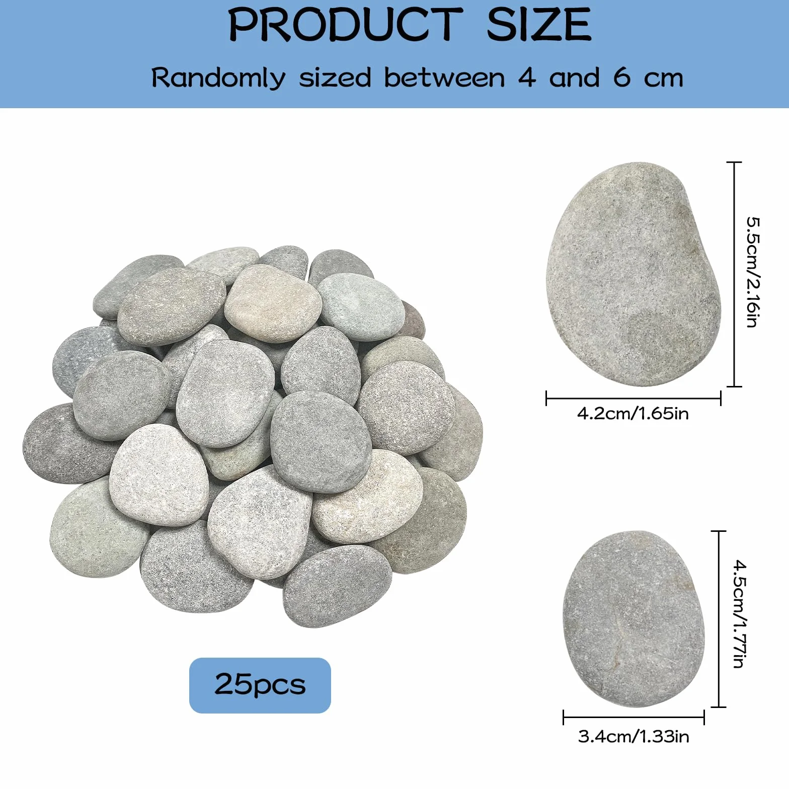 Galets Plats à Peindre 4-6 cm, Cailloux pour Peinture DIY, Rocher à Peindre pour Aquariums et Pots de Fleurs (Gris)
