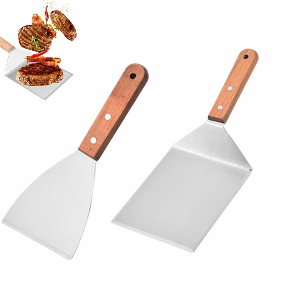 Spatule Plancha Inox Granmagazz, 2 Pcs Spatules à Griller Professionnelles Inoxydable