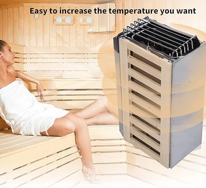Acouto Poêle de Sauna Électrique en Acier Inoxydable, 3 KW, avec Contrôle Thermostatique Intelligent pour Petites Salles de Sauna