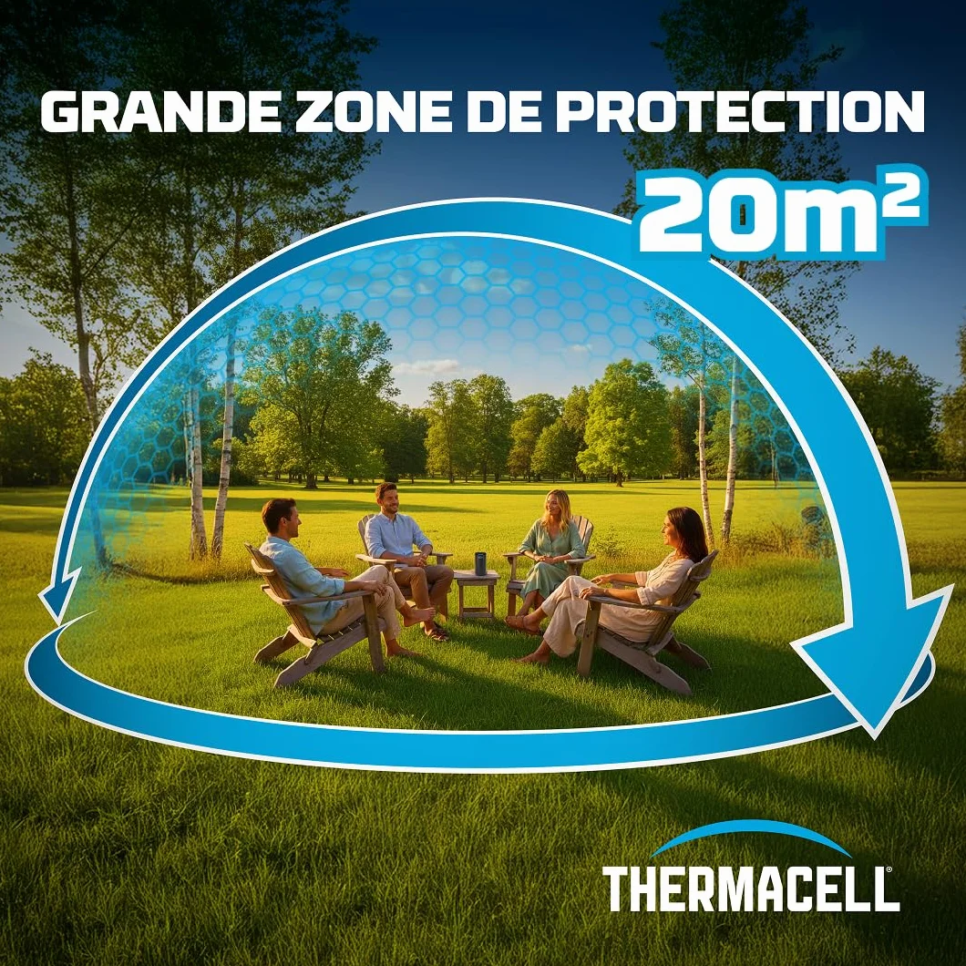 THERMACELL Recharge Anti Moustiques 20m² - 120h, 10 Cartouches Gaz + 30 Plaquettes