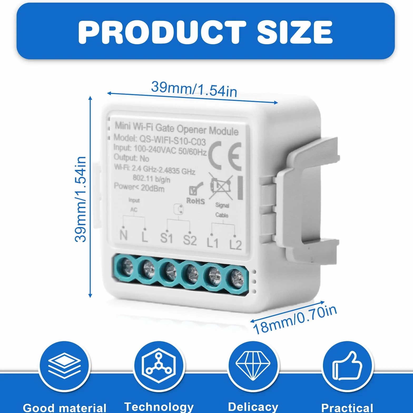 Ouvre-porte de garage Wi-Fi intelligent, ouverture de porte de garage par téléphone portable, contrôle par application, compatible avec Alexa/Google Home, commande vocale, minuterie, convient pour
