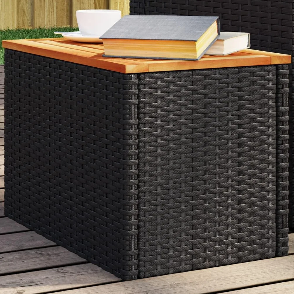 vidaXL Tables d'Appoint Jardin 2 pcs, Tables Basses, Rotin Bois Massif, Noir