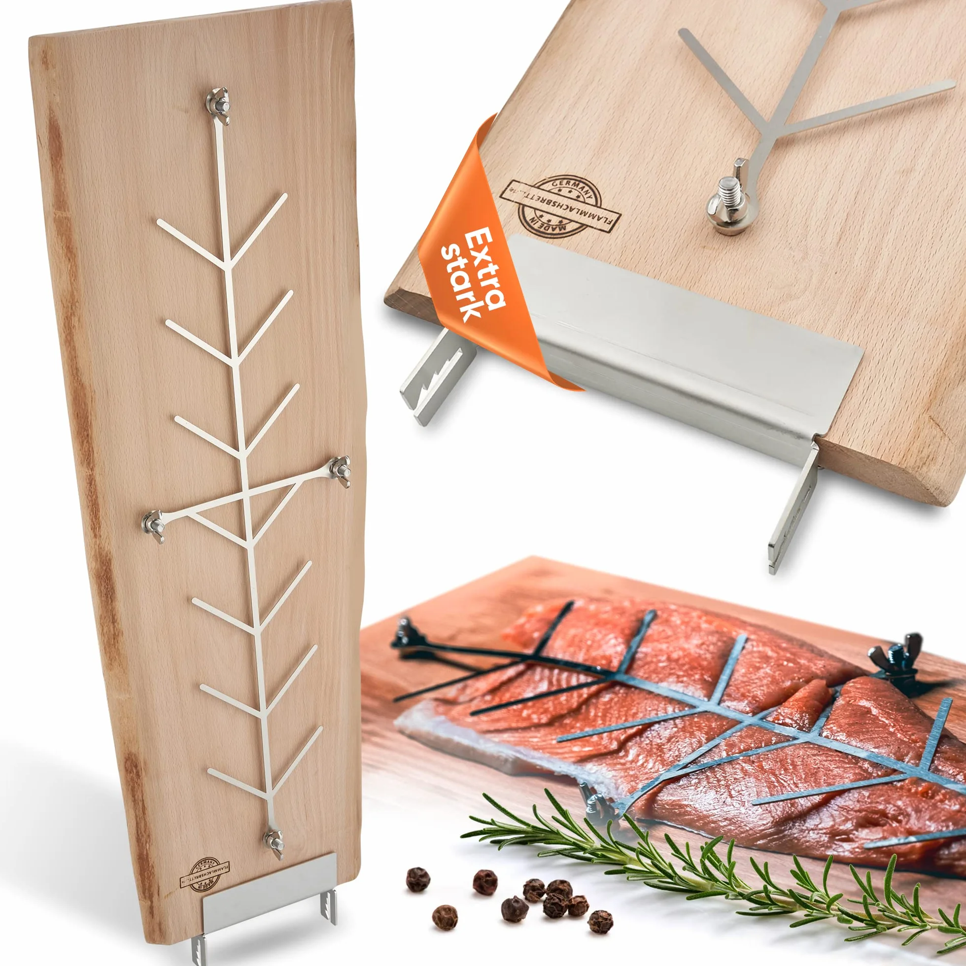 Planche à saumon flammé en hêtre extra large