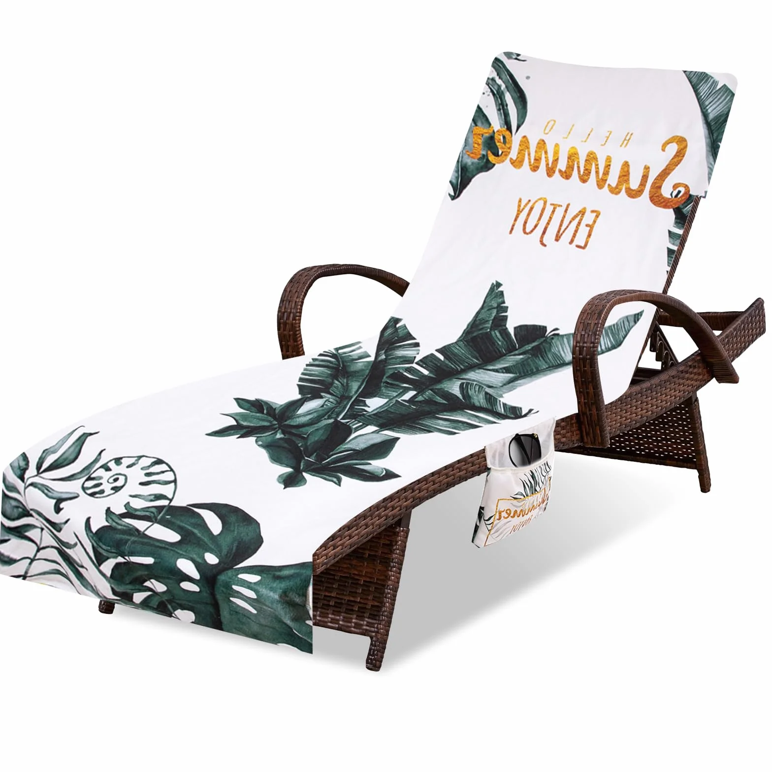 Serviette de Plage en Microfibre pour Bain de Soleil, Housse Chaise Longue Séchage Rapide