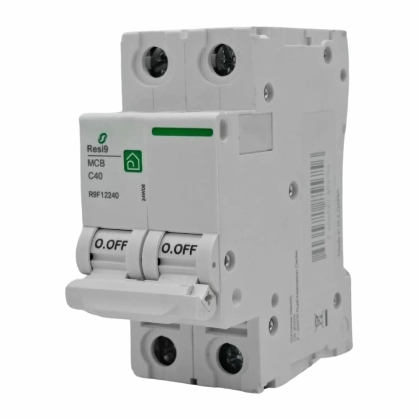 RASMACOR | Interrupteur magnéto-thermique résidentiel 2P 40 A | Disjoncteur 2P 40A | RESI9 R9F12240 | Courbe C | Fréquence 50/60 Hz | Norme UNE/EN 60898-1 CE | 40 Ampères