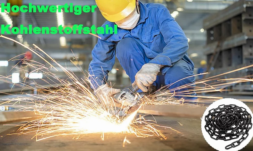 Chaîne noire 10 m 3 mm - Chaîne de sécurité pour suspendre des clôtures, chaîne à bascule, chaise suspendue, chaîne de lampe, chaîne pour chien, chaîne pivotante, séchage de la chaîne à linge en fer