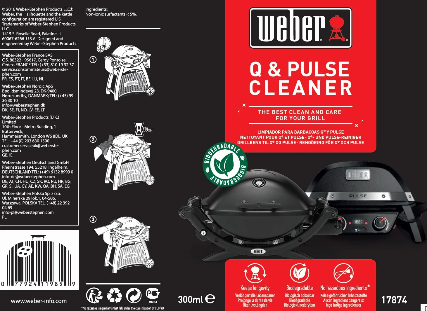 Weber Nettoyant Q & Pulse Barbecue Spray 300 ml