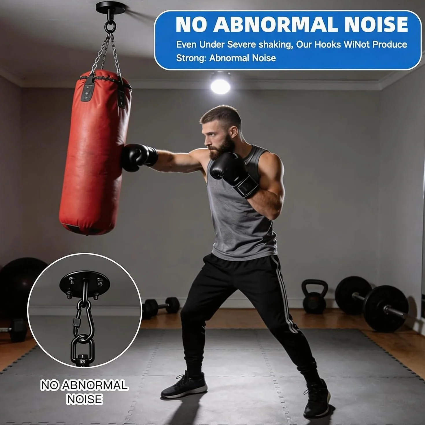 Crochet de plafond en acier inoxydable 400 kg pivotant 360° Noir