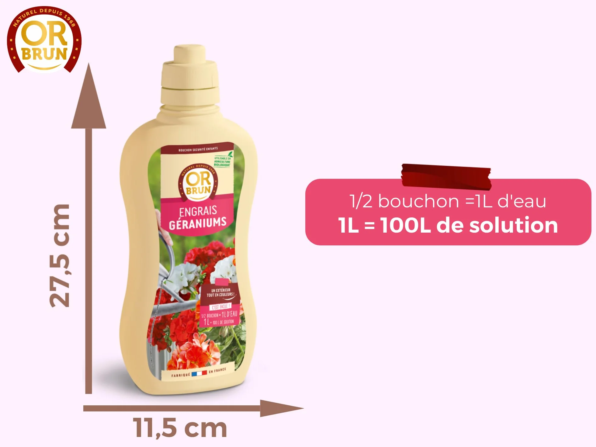 Engrais Géraniums 1L Fortifie Floraison Agriculture Biologique Fabriqué France