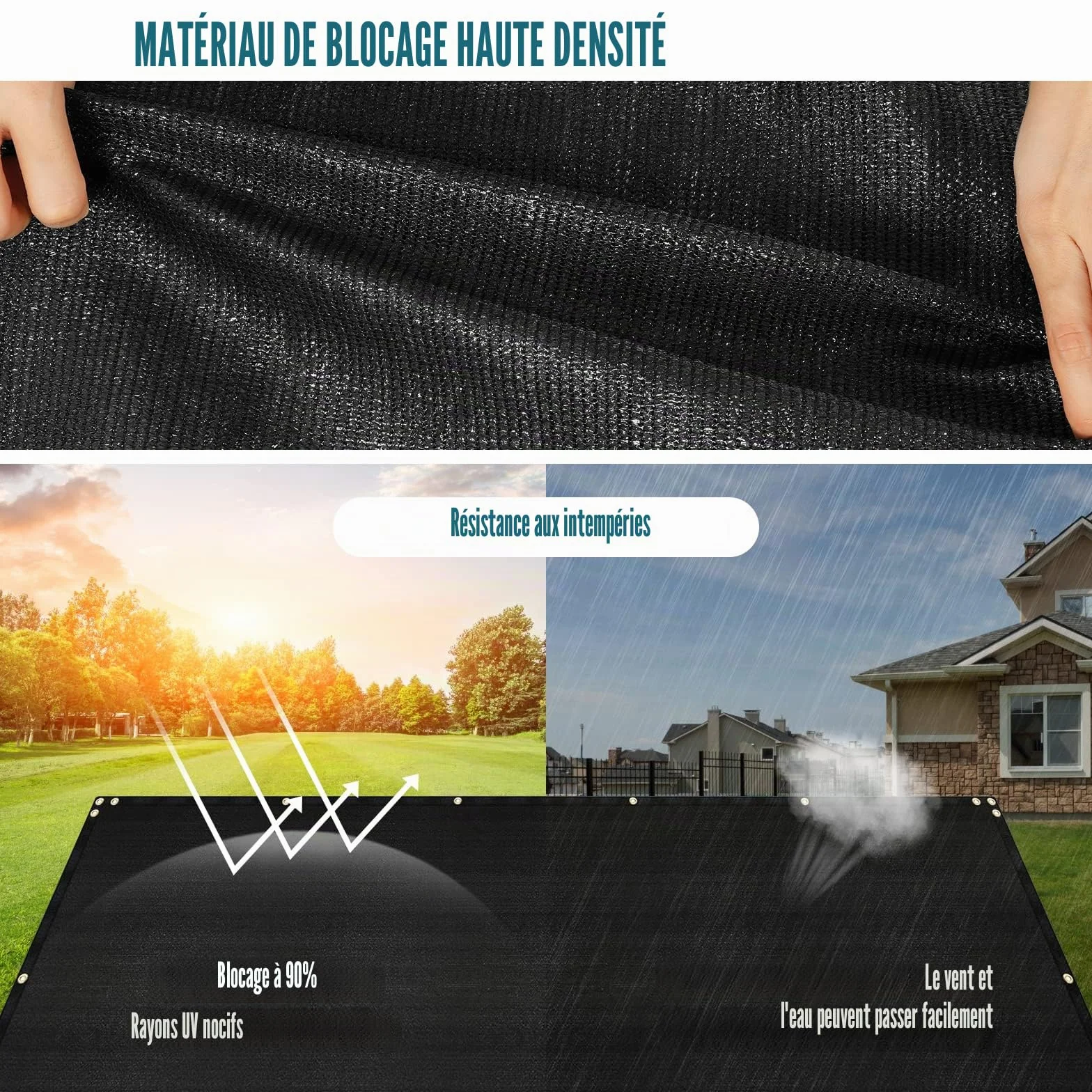 Brise vue Vert Jardin Cloture 1,82m x 15,24m 170g/m² HDPE Toile Anti-UV Avec Fixation Liens