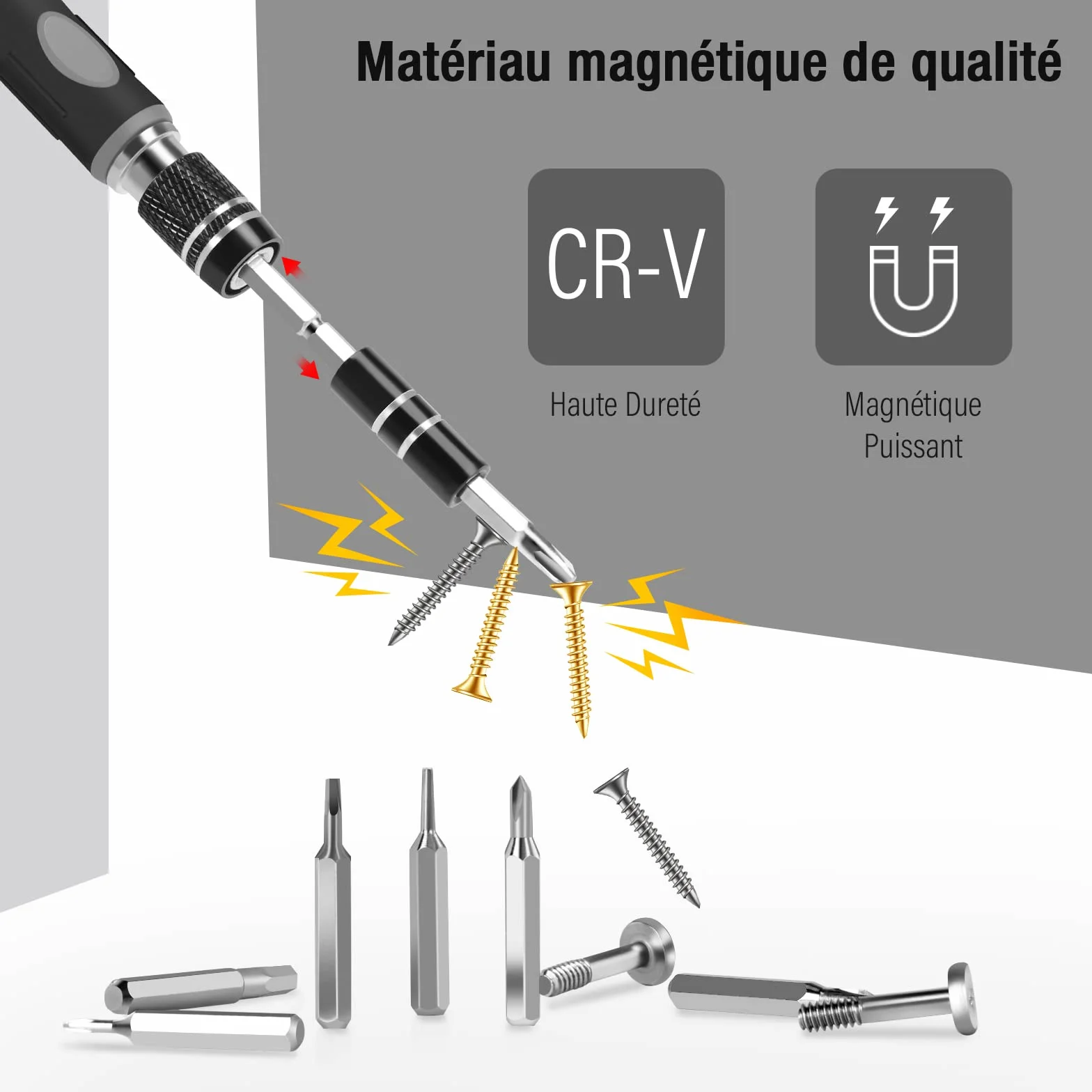 Vinabo Jeu Tournevis de Précision 32 en 1- Mini Set Tournevis Magnétique Bricolage Electronique de Réparation Kit, Outil Informatique pour PC, MacBook, iPhone, Lunettes, Montre, Smartphone