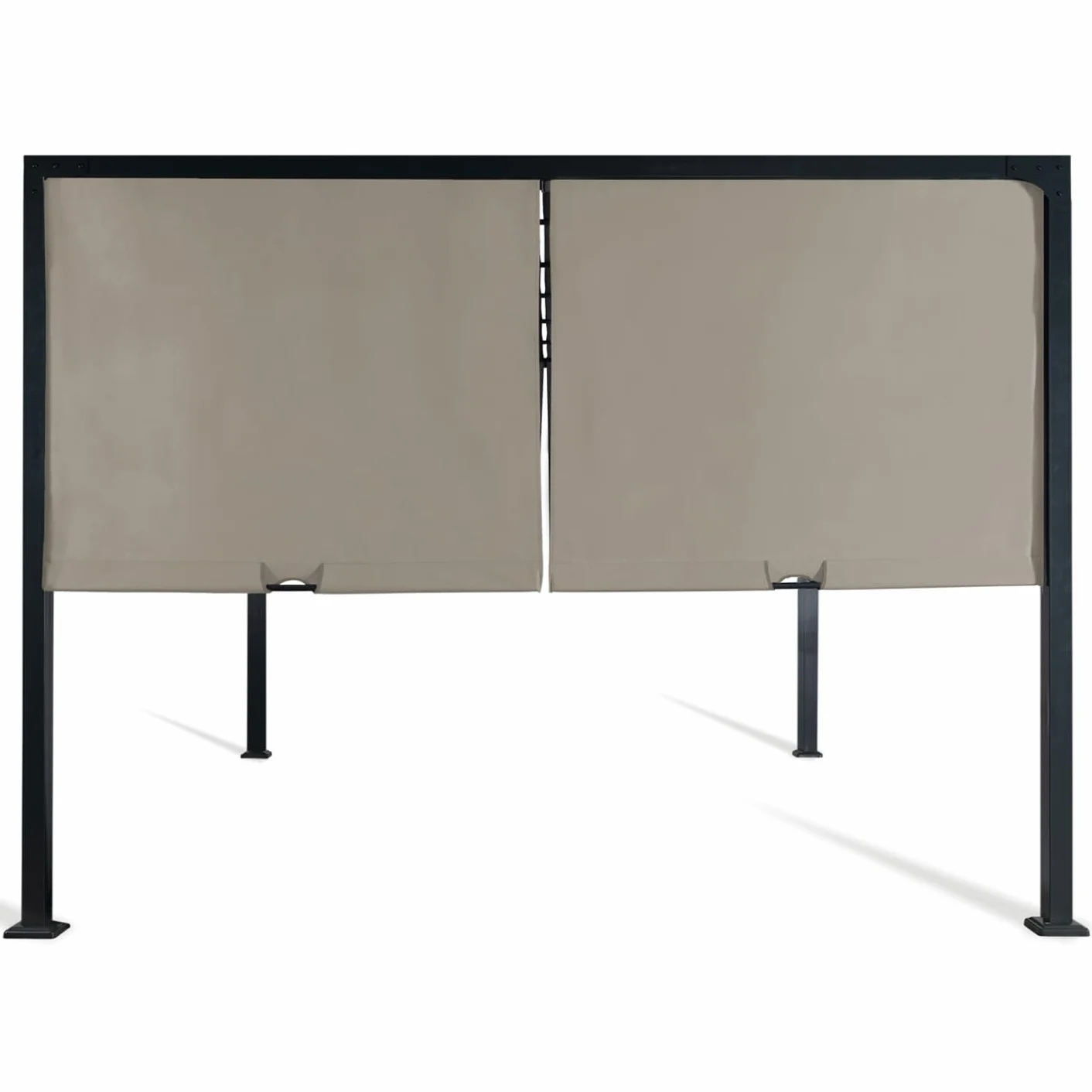 Pergola coulissante 2 pans 3x4 M belvédère Jardin Toile Taupe