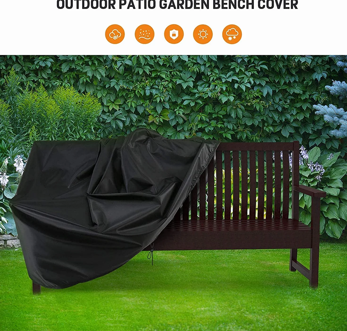 POMER Housse de banc de jardin 2 places imperméable anti-UV pour canapé 2/3 places