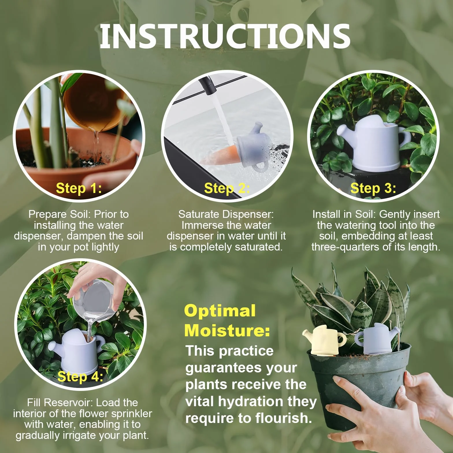 Ollas Terre Cuite Arrosage Automatique 4 Pièces Goutte à Goutte pour Plantes Jardin Intérieur Extérieur