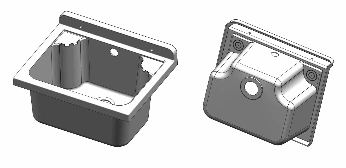 Mini lavabo en résine PVC avec meuble de rangement L 42 x P 34 x H 80 cm Blanc