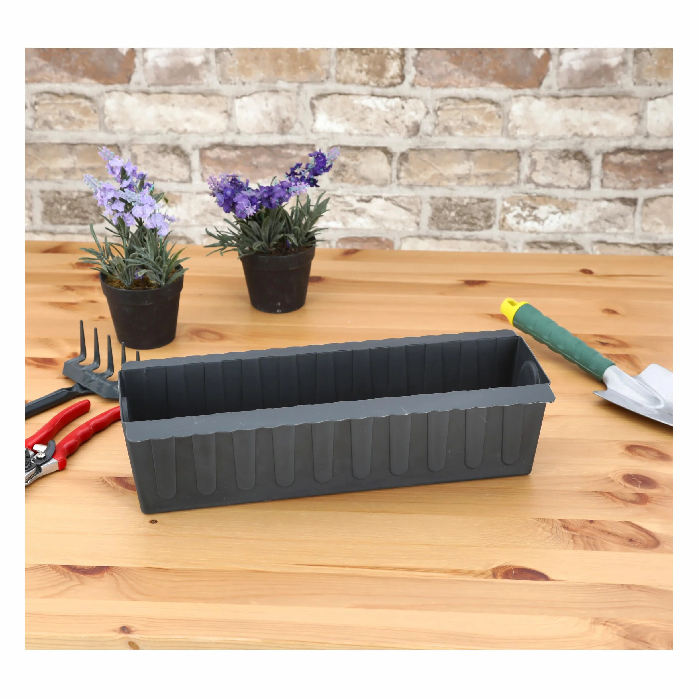 Lot de 12 jardinières ondulées en plastique 37 x 9,5 x 13,5 cm pour plantations palettes européennes