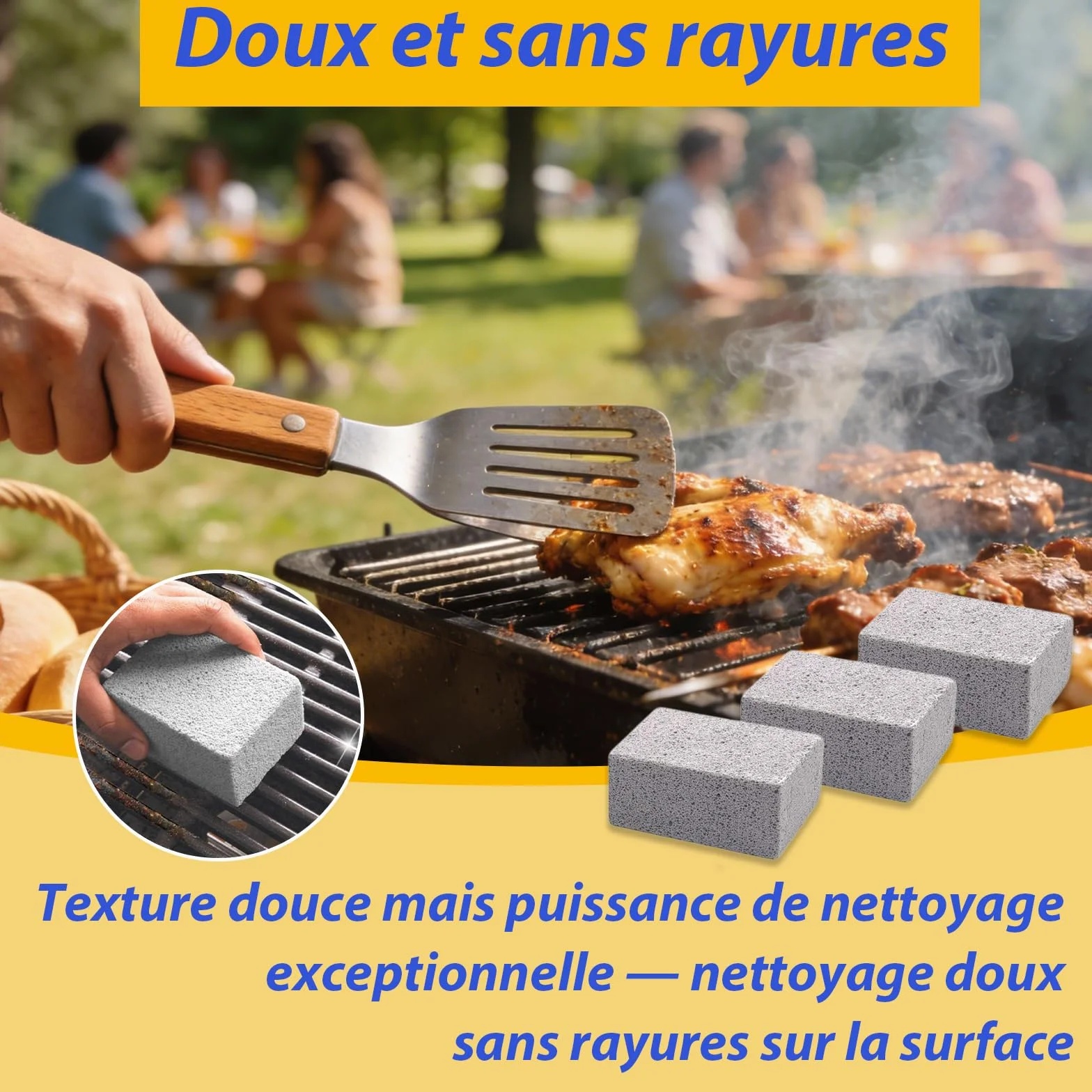 KASURE Pierre Abrasive Nettoyage Grille Barbecue 10x7x4 cm Blocs Réutilisables