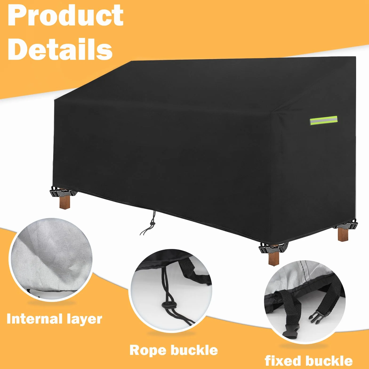Housse de protection 3 places imperméable 600D Oxford pour meubles de jardin