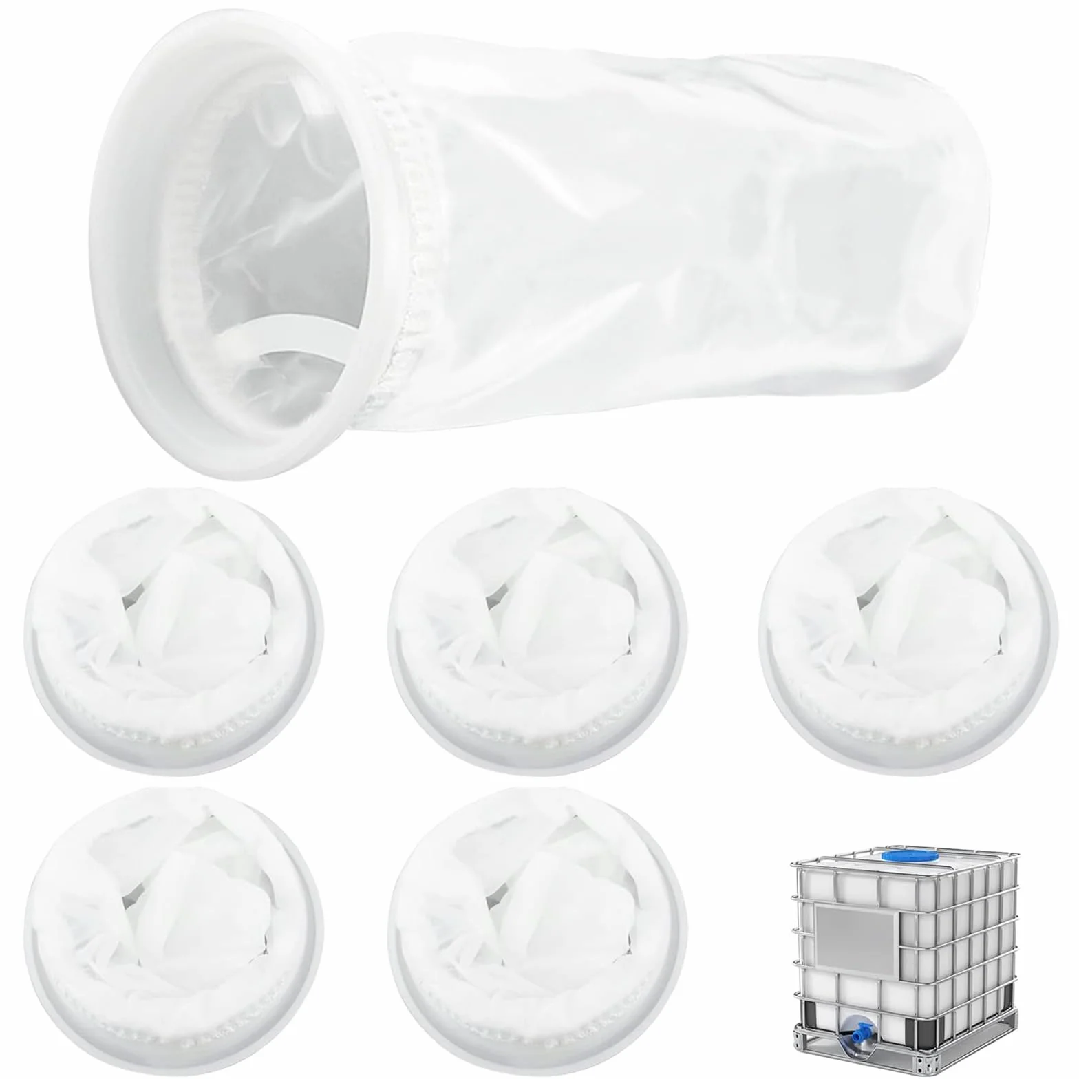 Filtre IBC en Nylon 6 Pièces Lavable, Filtres de Couvercle en Maille pour Réservoirs d'Eau de Pluie