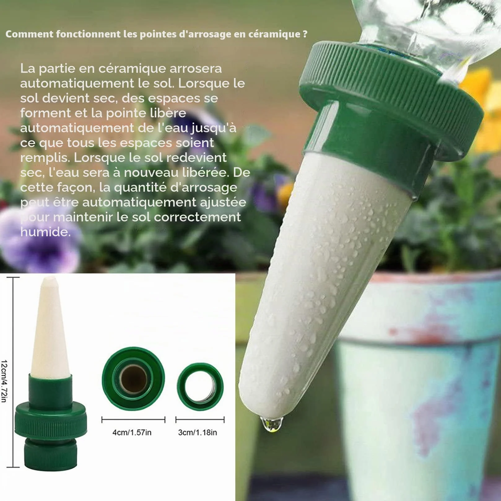 Arrosage Goutte à Goutte en Céramique 4 Pièces Système d'Irrigation Automatique pour Plantes Jardin