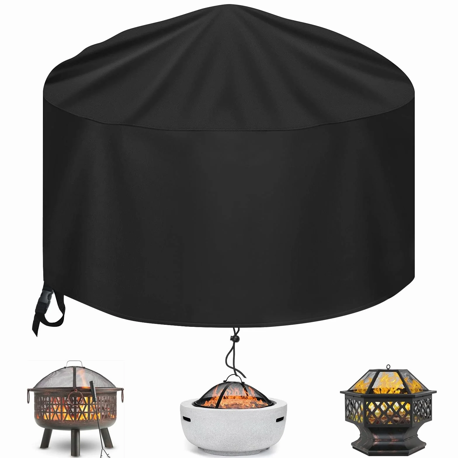 Housse de Protection pour Braséro Rond 90 x 60cm, 500D Oxford, Imperméable, Noir