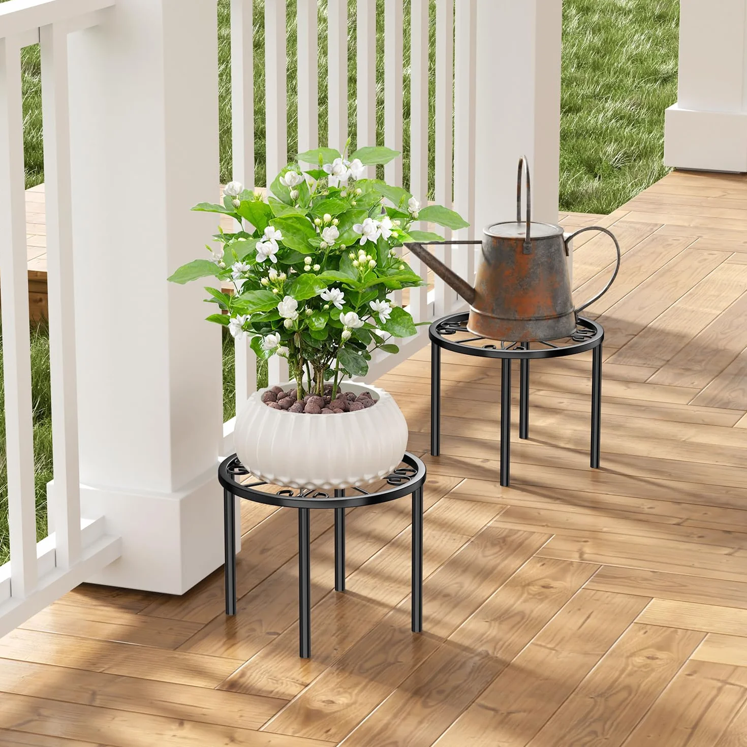 Ensemble de 2 supports pour plantes 20 cm en métal - Support pour fleurs