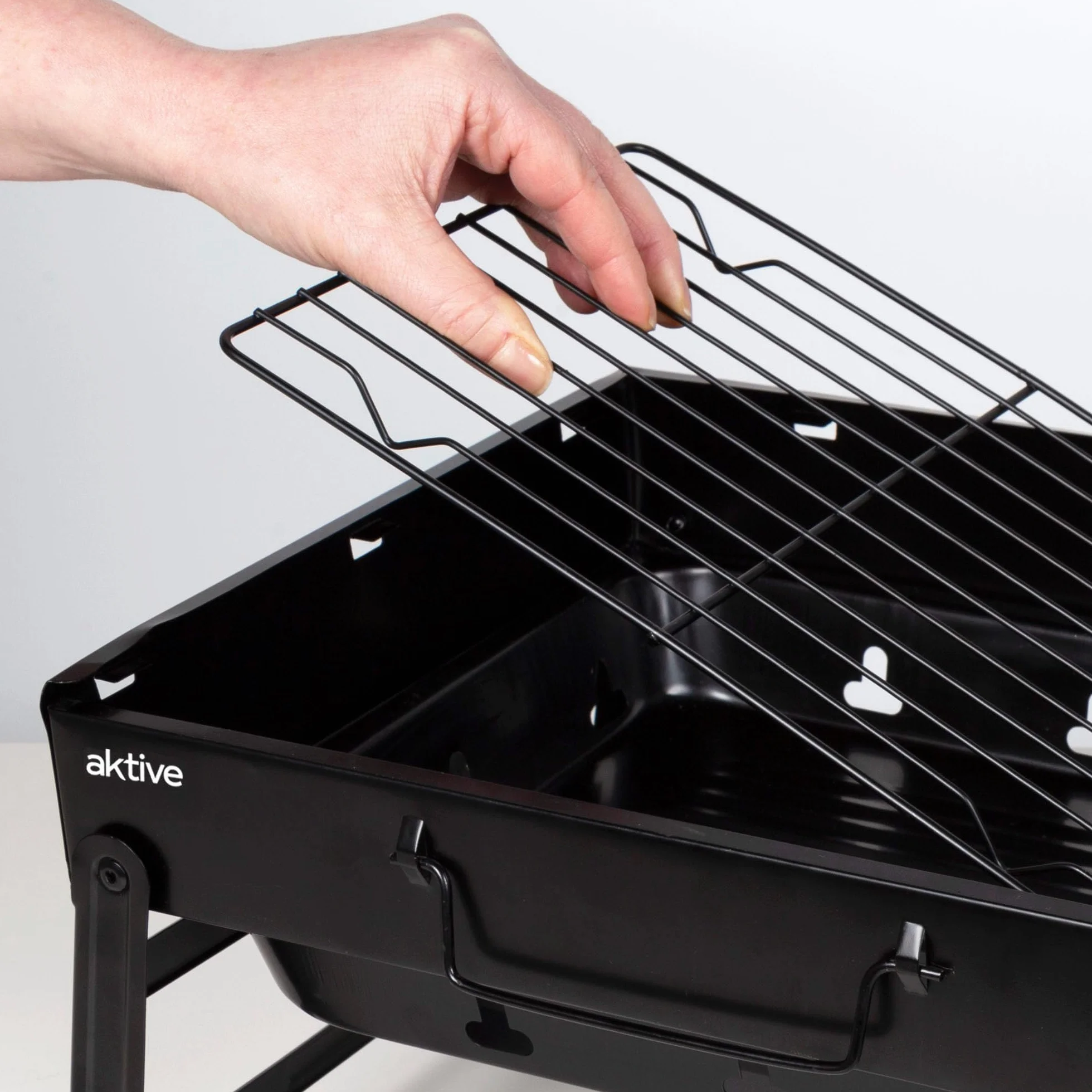 Aktive Barbecue portable pliant rectangulaire 40x28x20 cm noir